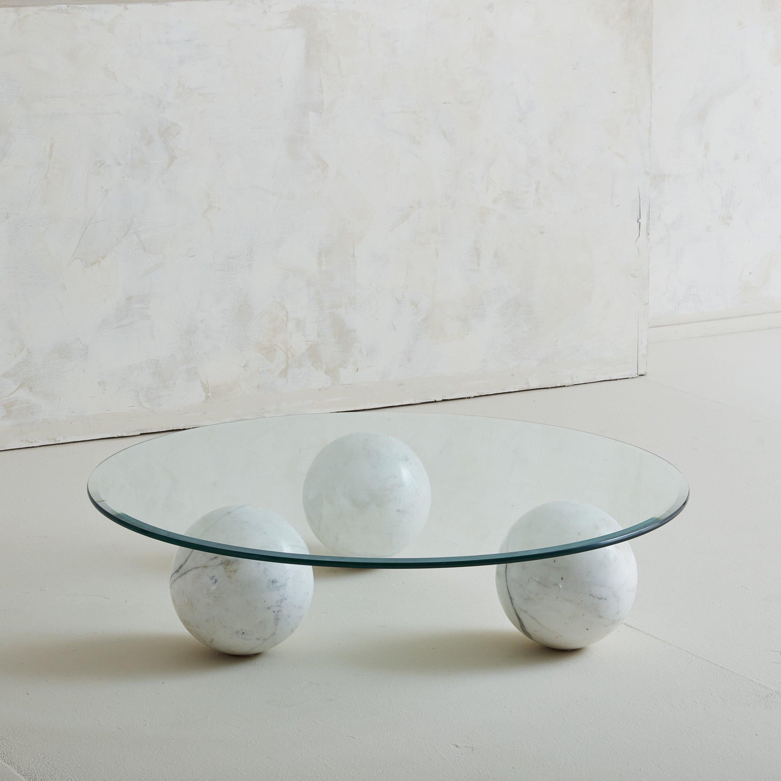 Italian Marble Ball Sculpture Coffee Table, Italy 1970s For Sale