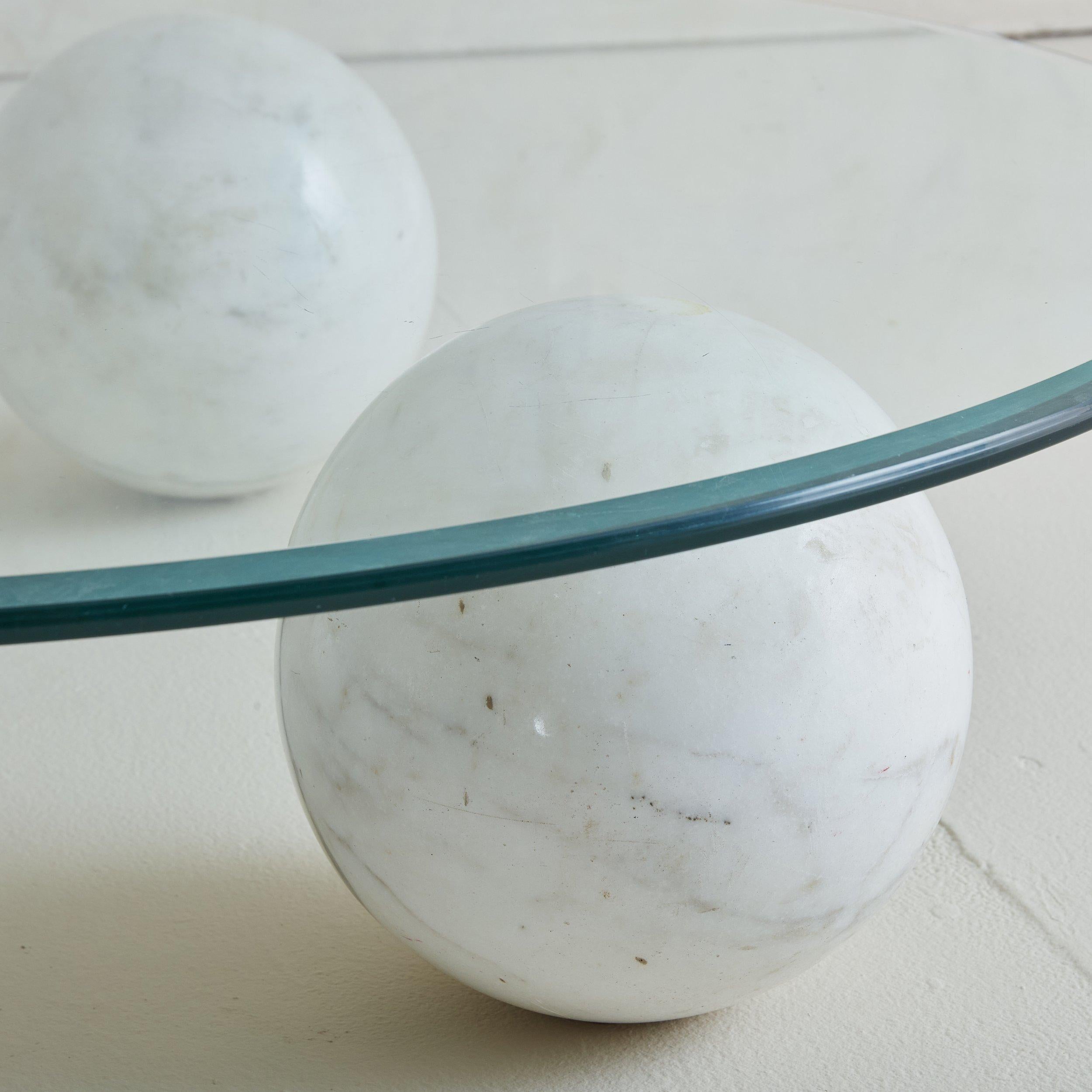 Late 20th Century Marble Ball Sculpture Coffee Table, Italy 1970s For Sale
