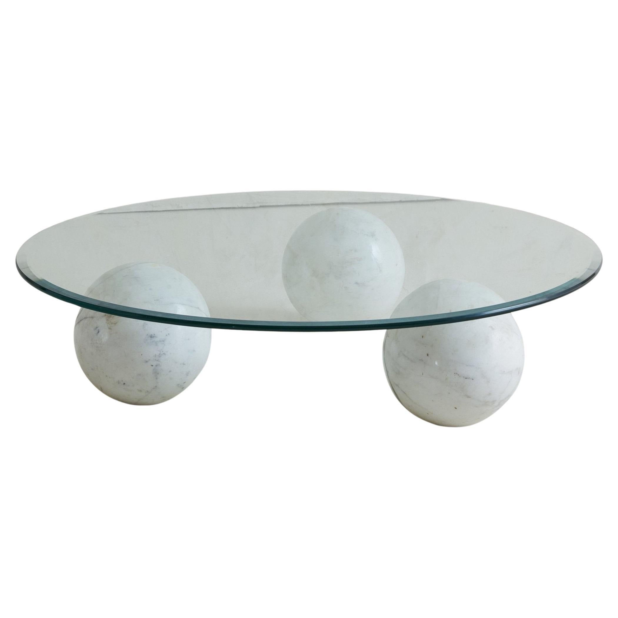 Marble Ball Sculpture Coffee Table, Italy 1970s
