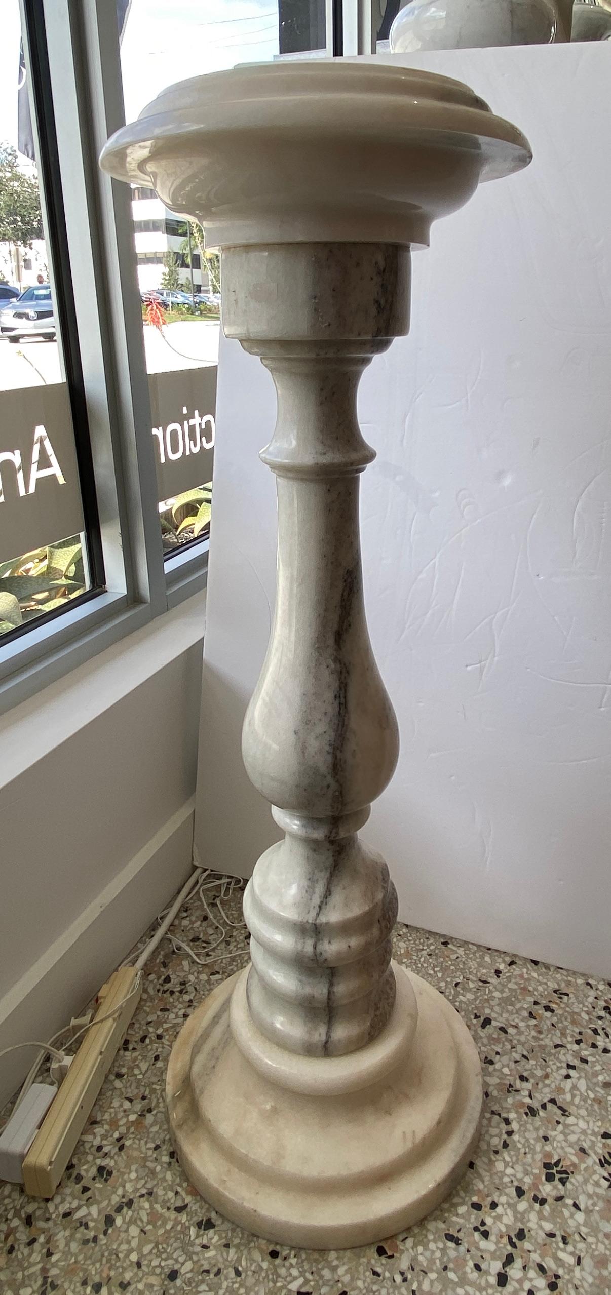 Neoclassical Revival Marble Balustrade Form Pedestal For Sale