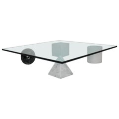 Massimo and Lella Vignelli Vintage Black White Marble Coffee Table 1979 Italy