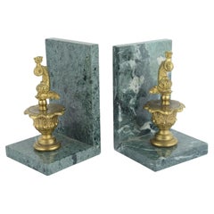 Belle marble bookend with brass dolphins