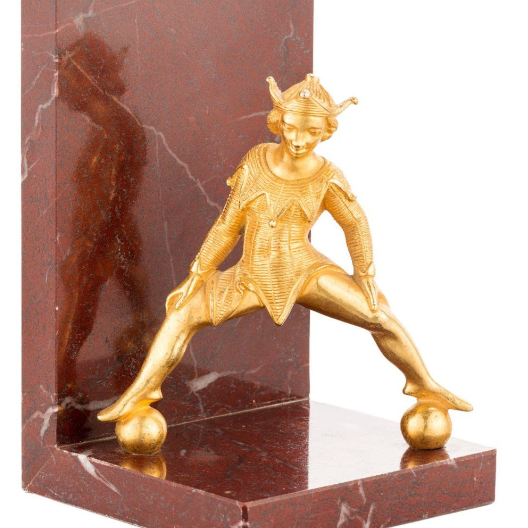 Belle marble bookend with brass jester In New Condition For Sale In Firenze, FI