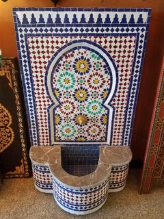 Marble Border Moroccan Multi-Color Tile Fountain