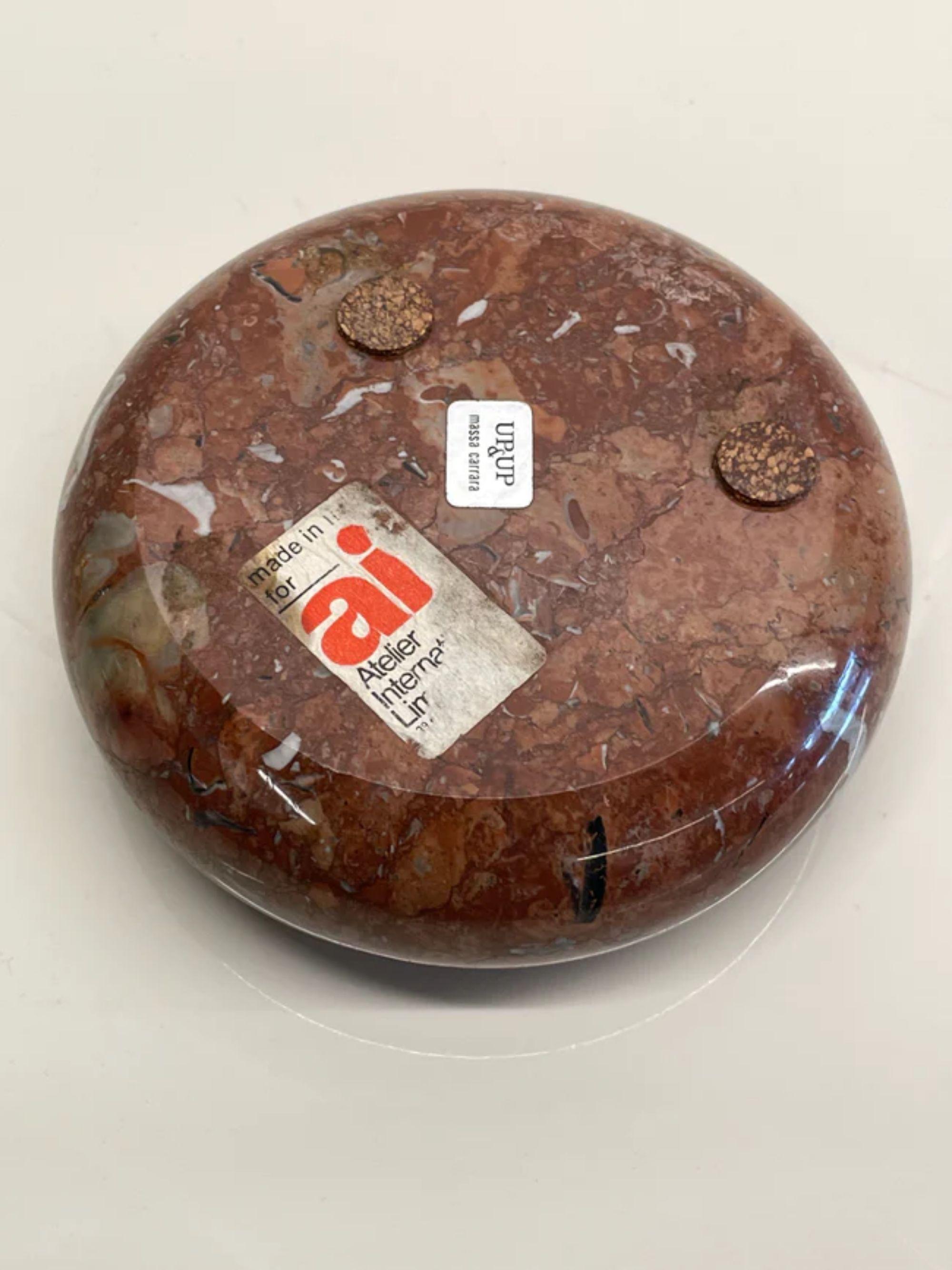 Marble Bowl in Brown by Egidio Di Rosa and Pier Alessandro Giusti, 1960s In Excellent Condition For Sale In Skokie, IL