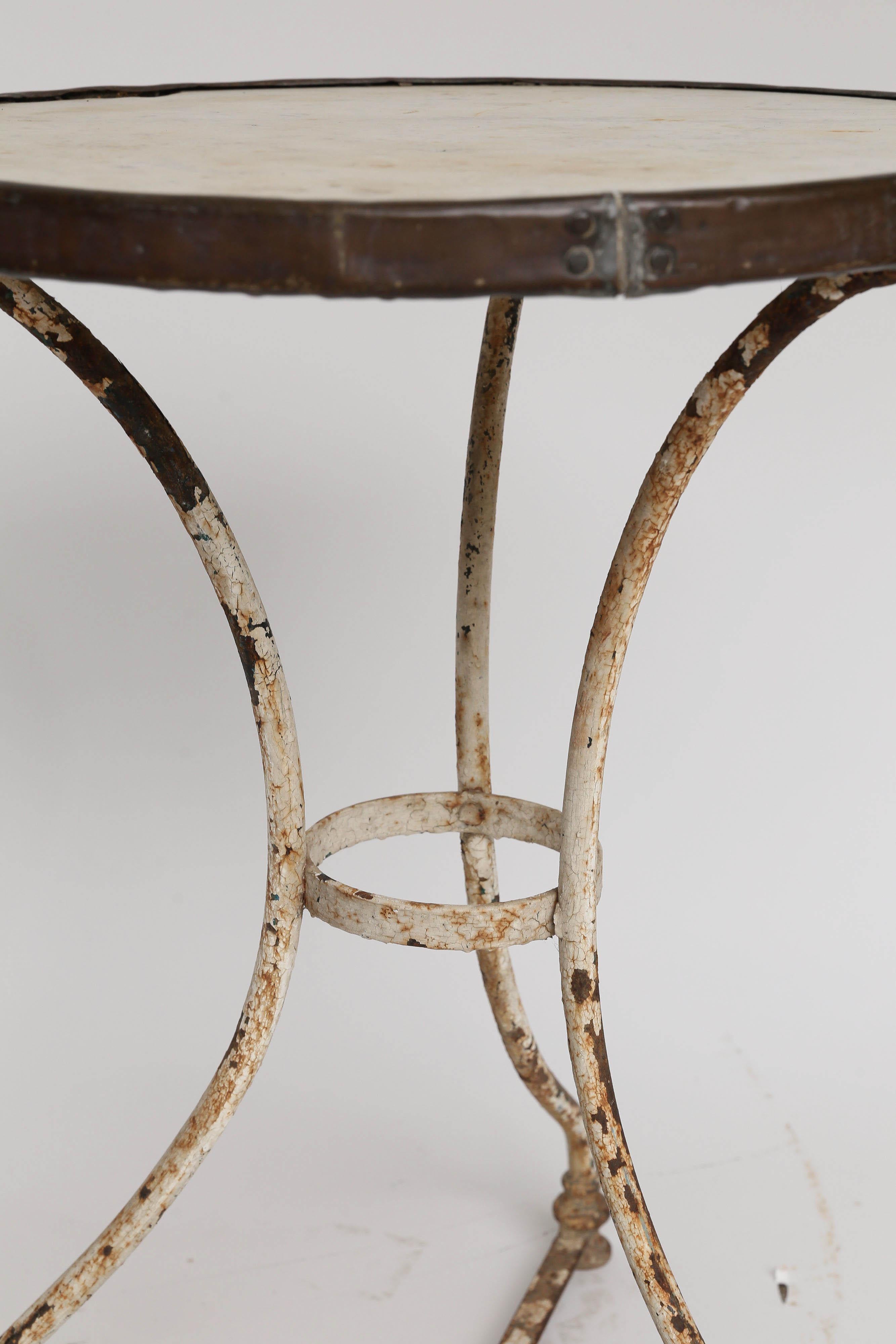 Marble, Brass and Iron French Bistro Table In Good Condition In Houston, TX