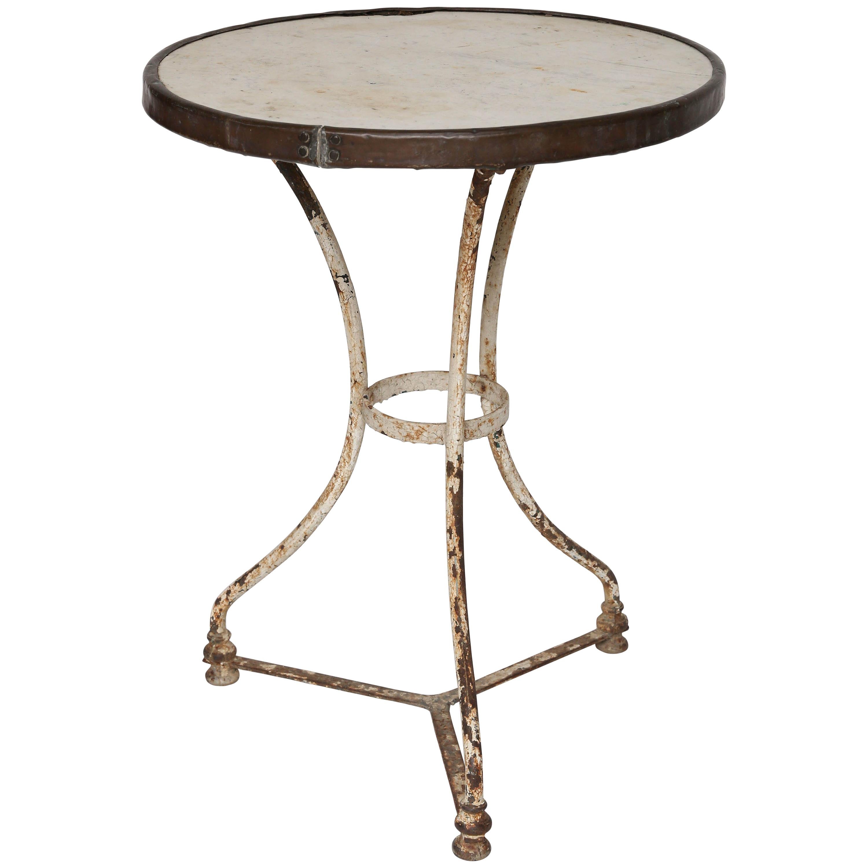 Marble, Brass and Iron French Bistro Table