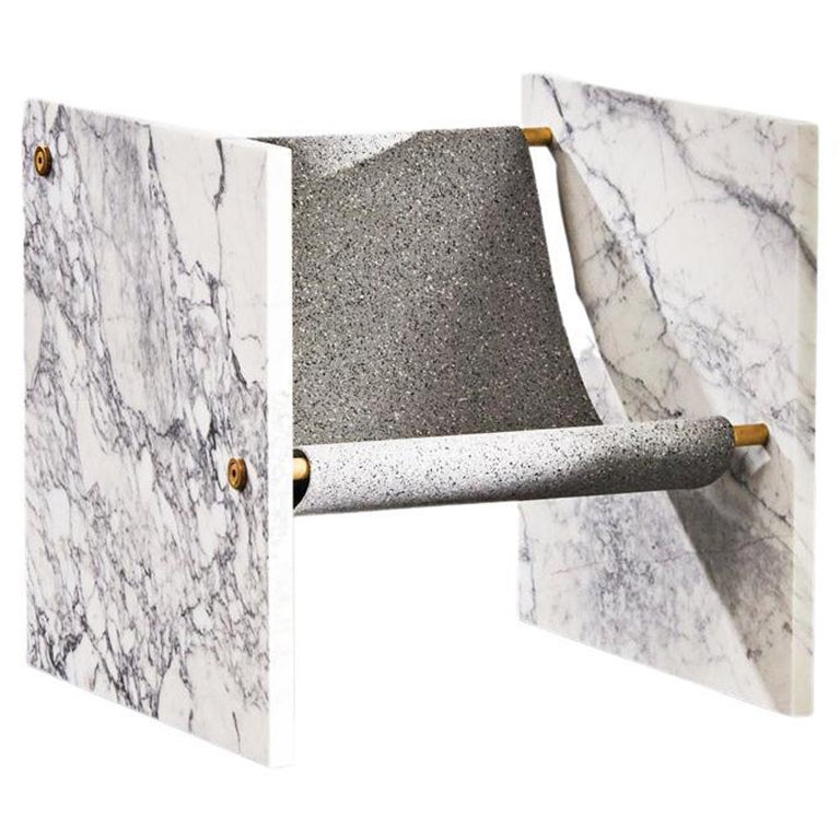 Marble, Brass, and Mohair Chair by Slash Objects For Sale