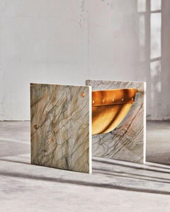 Stuhl aus Marmor, Messing und Mohair in Pistache von Slash Objects