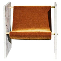 Stuhl aus Marmor, Messing und Mohair in Pistache von Slash Objects