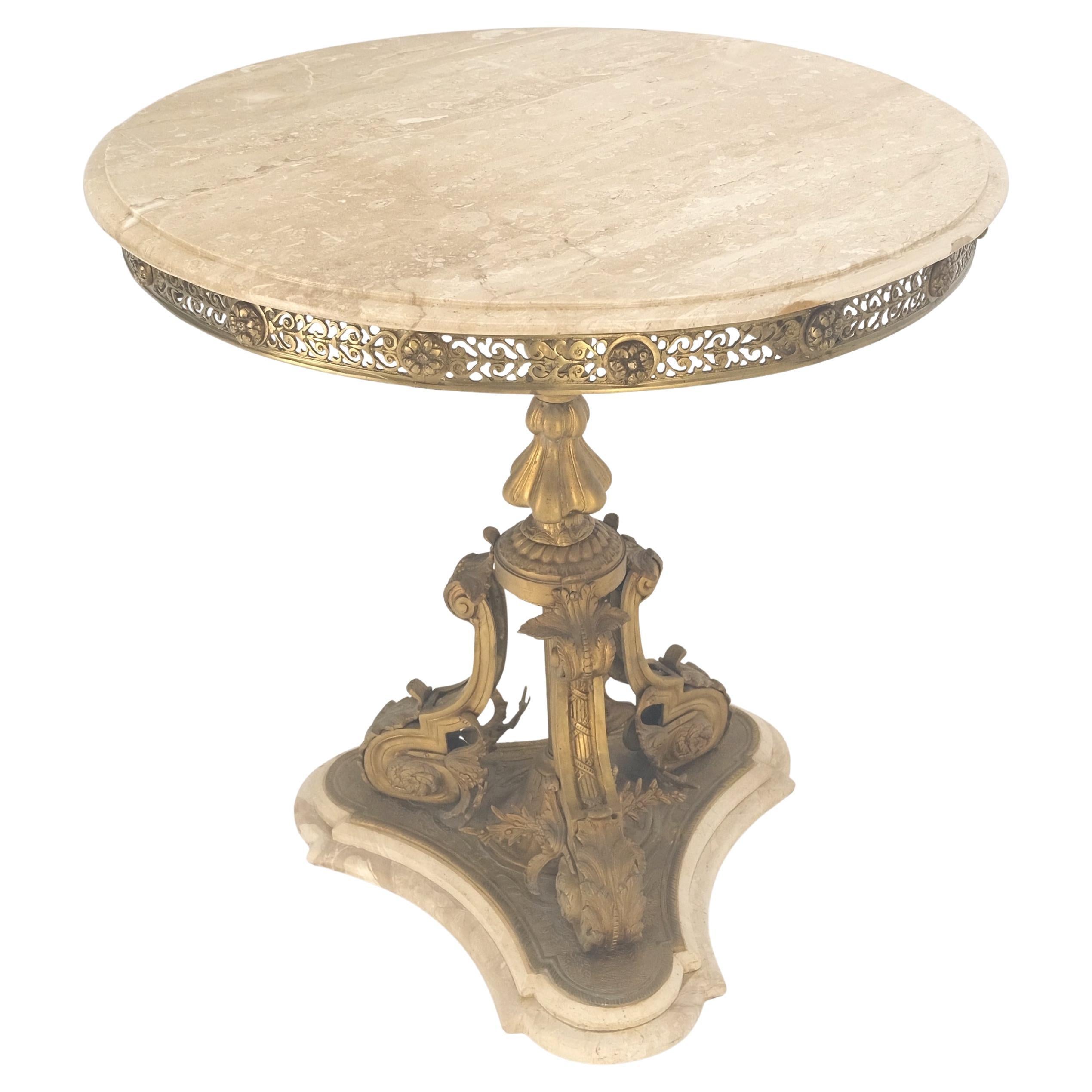 Rococo Revival Marble & Bronze Base Fine Gueridon Side End Lamp Stand Mint For Sale