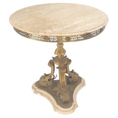 Marble & Bronze Base Fine Gueridon Side End Lamp Stand Mint