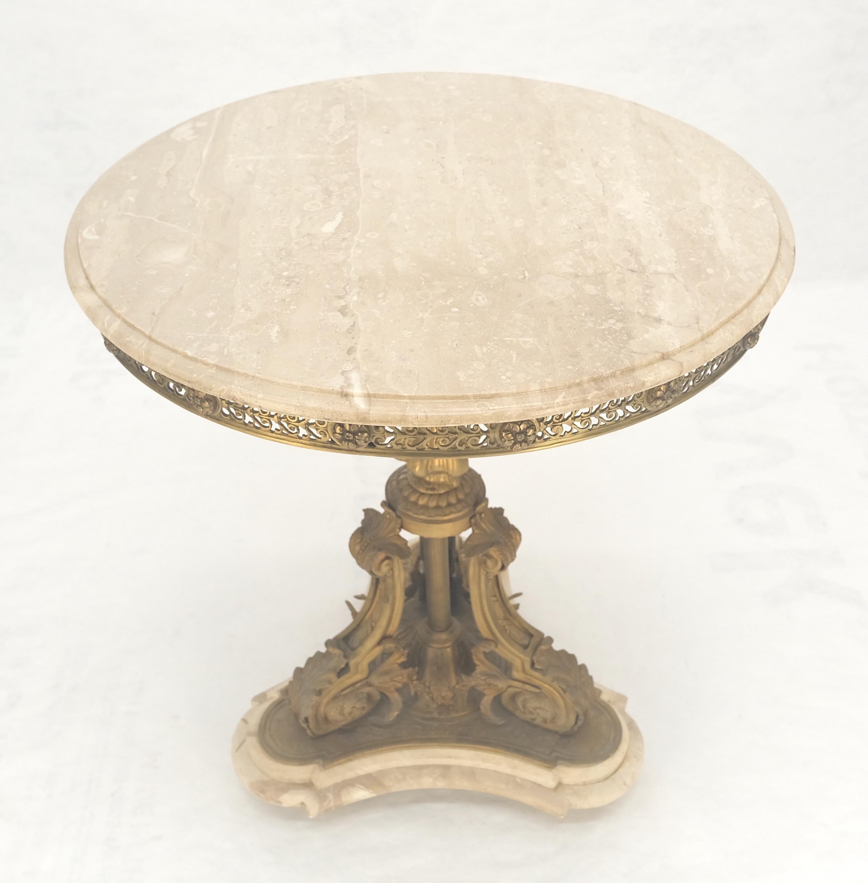 French Marble & Bronze Base Fine Gueridon Side End Lamp Stand Mint For Sale