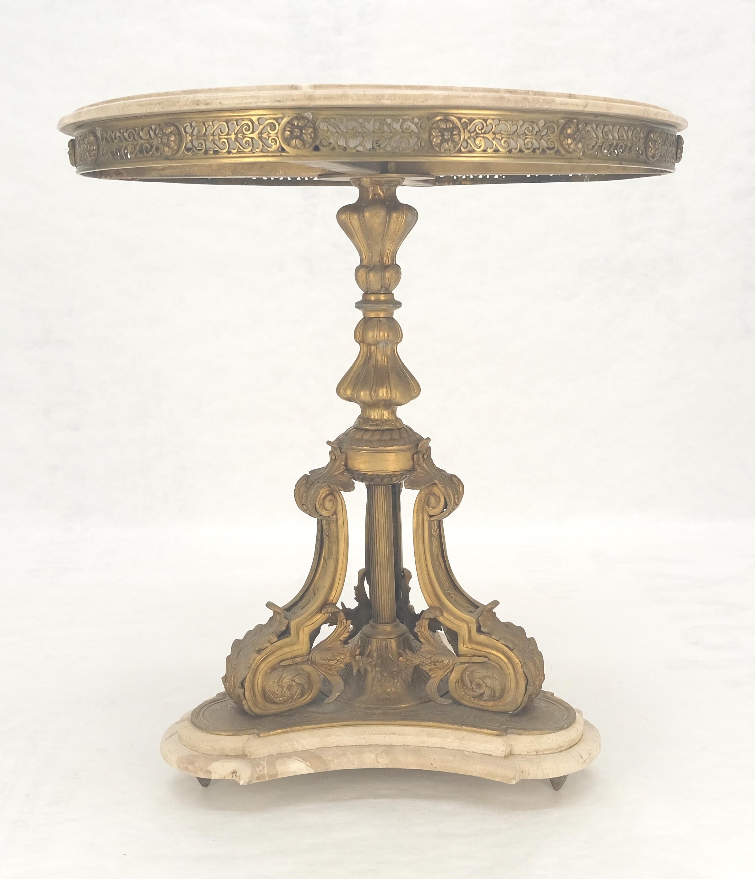 Marble & Bronze Base Fine Gueridon Side End Lamp Stand Mint In Good Condition For Sale In Rockaway, NJ