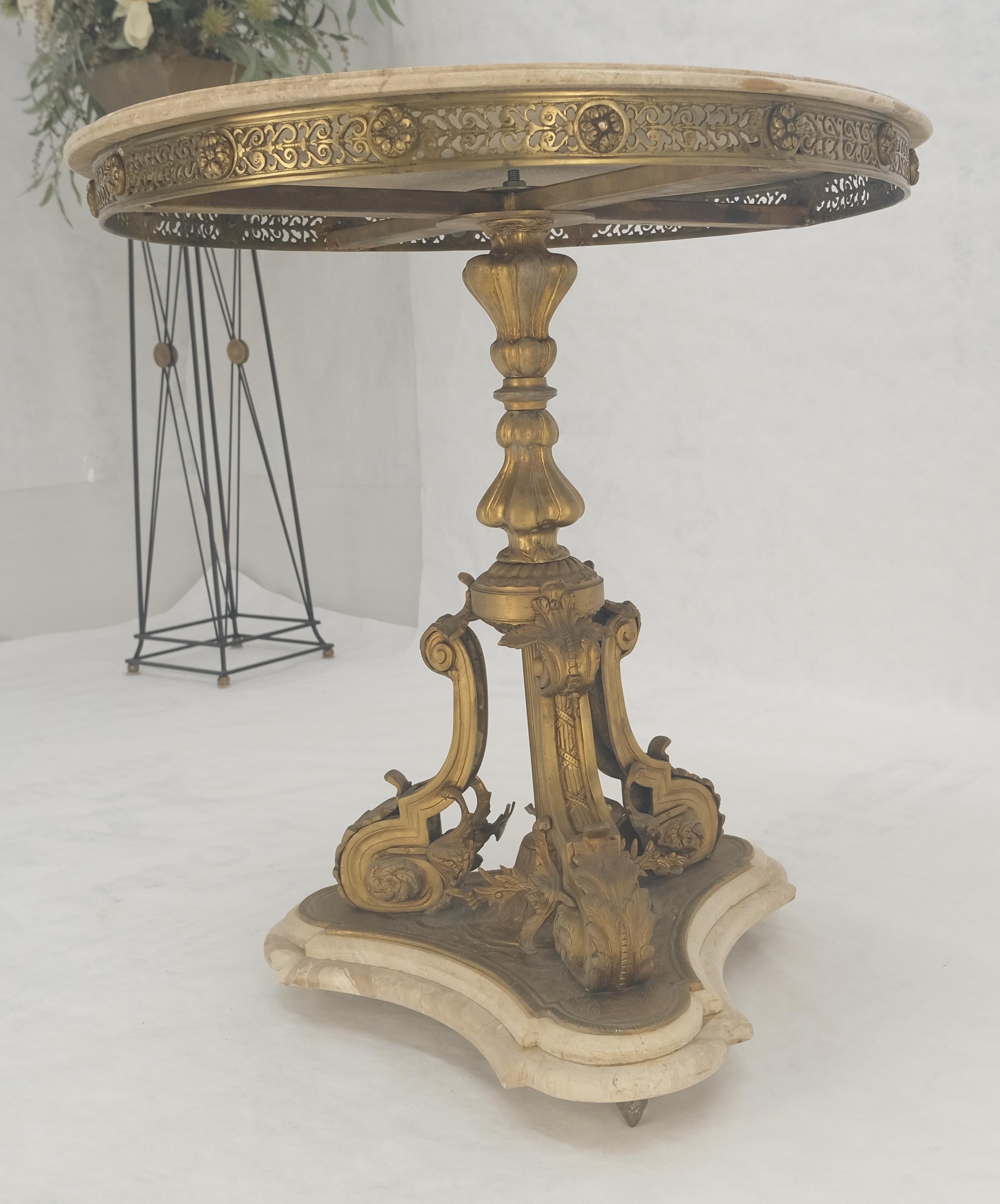 Marble & Bronze Base Fine Gueridon Side End Lamp Stand Mint For Sale 4