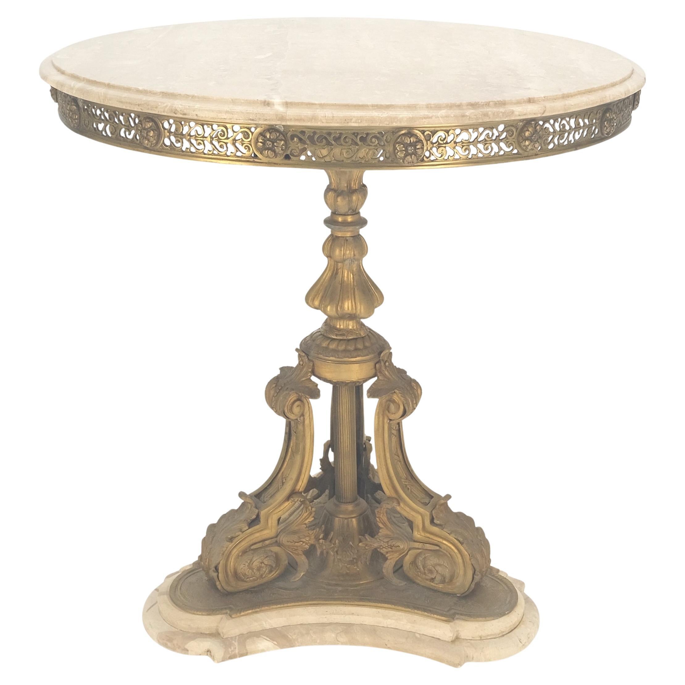 Marble & Bronze Base Fine Gueridon Side End Lamp Stand Mint For Sale