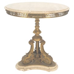 Marble & Bronze Base Fine Gueridon Side End Lamp Stand Mint