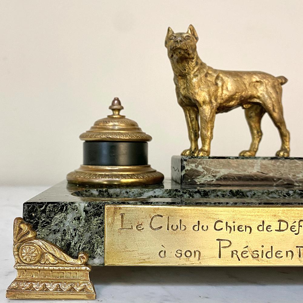 Marble and Bronze Inkwell for Dog Club, Art Deco Period 2