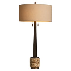 Marble & Bronze Lamp, France circa 1950