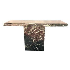 Marble Brutalist Pedestal Console Table