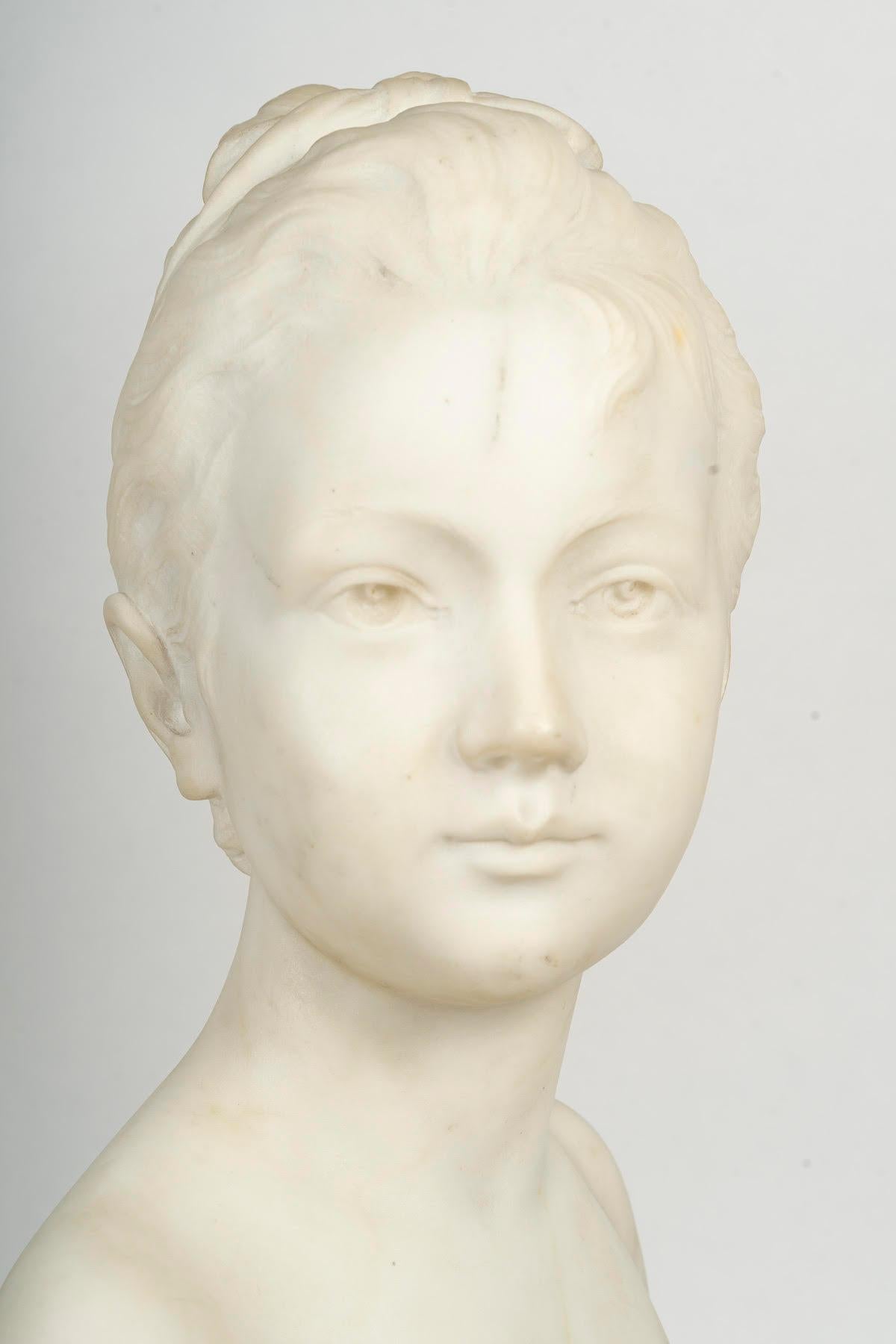 Marble Bust after Houdon on its Pendulum Base, 19th Century, Napoleon III Period Napoleón III en venta
