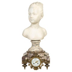 Marble Bust after Houdon on its Pendulum Base, 19th Century, Napoleon III Period