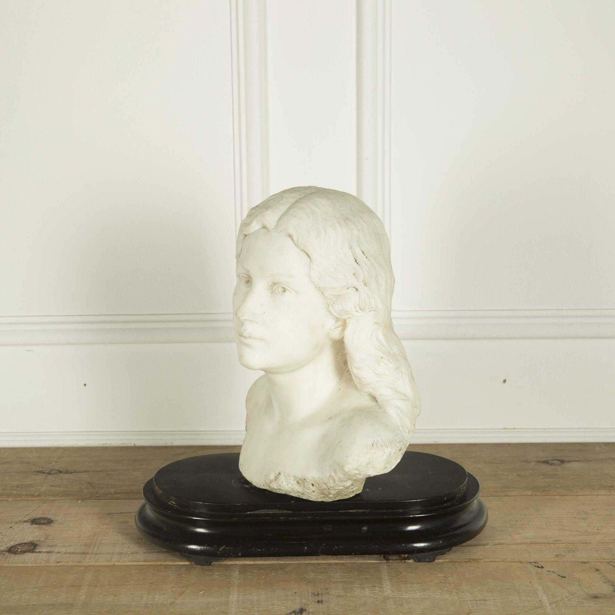 19th Century Marble Bust by Luca Madrassi For Sale