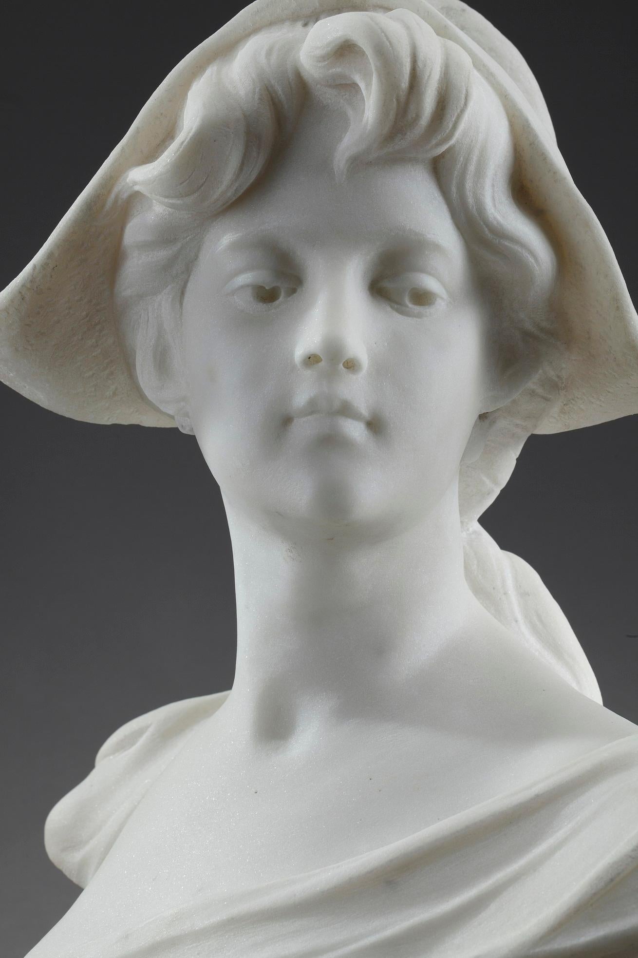 Marble Bust: Cosette With Marianne's Phrygian Cap In Good Condition In Paris, FR