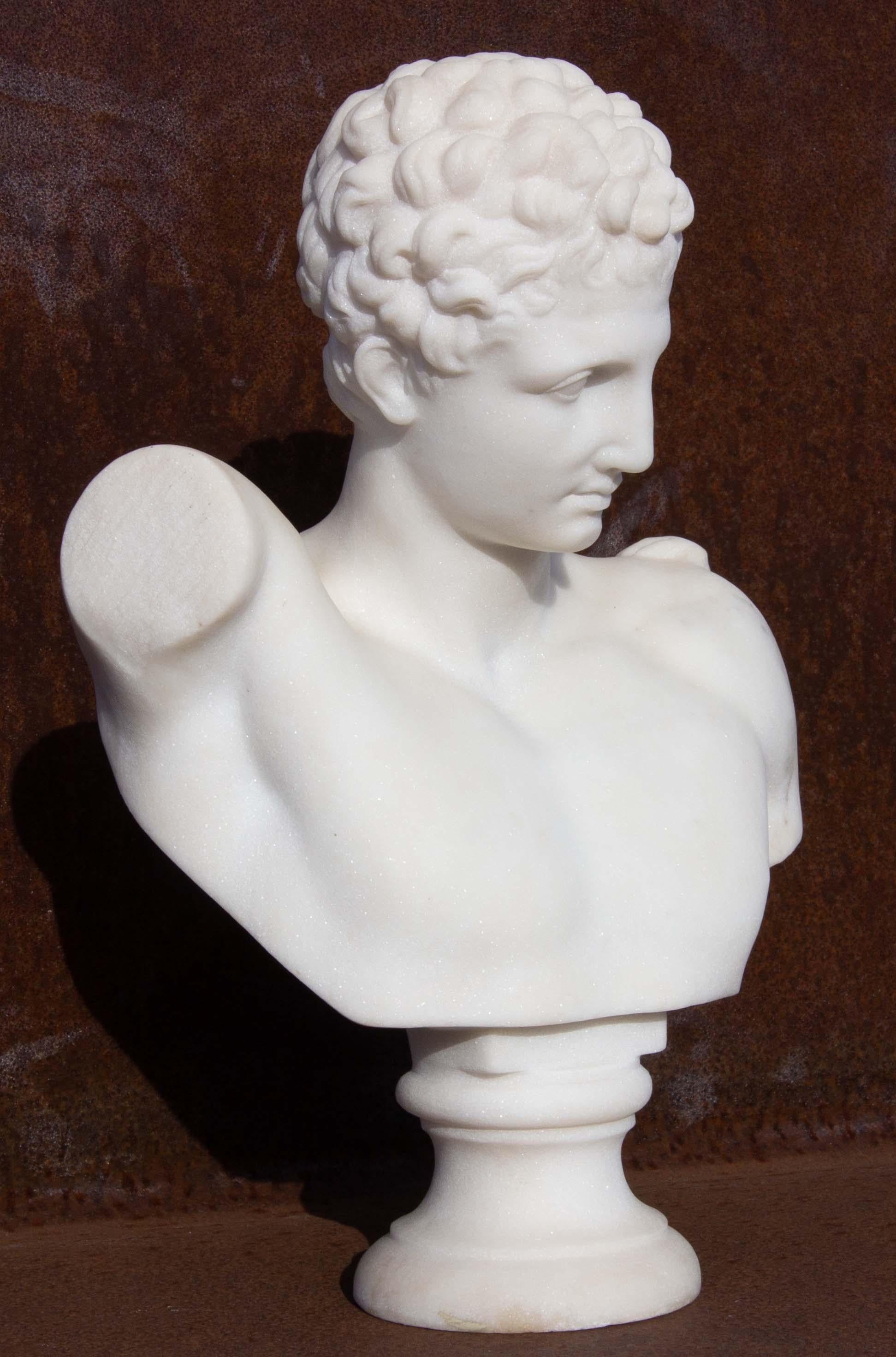Grand Tour Marble Bust Hermes of Olympia 19th Century Mercury