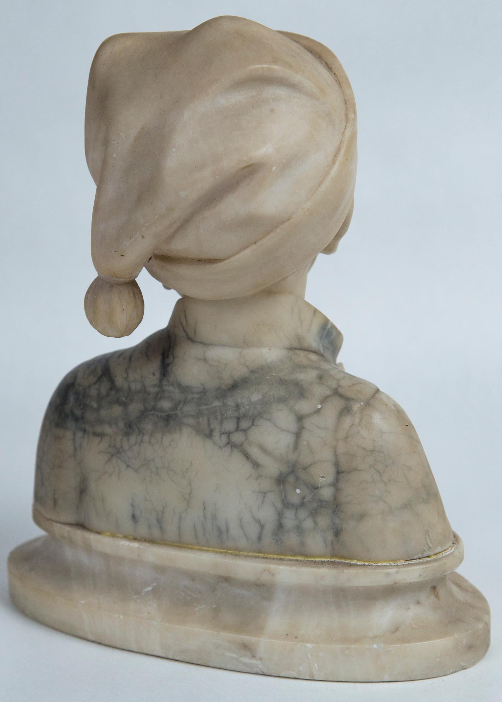 19th Century Marble Bust of a Boy with a Cap For Sale