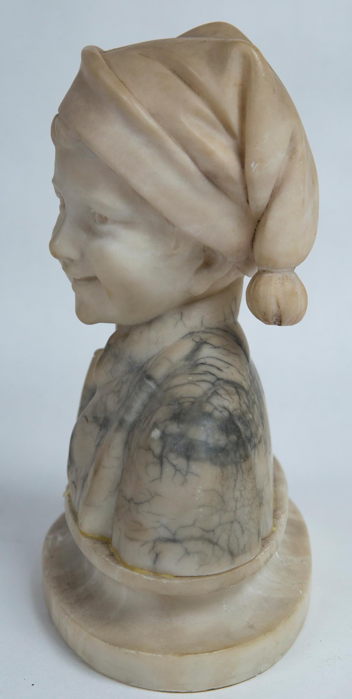 Marble Bust of a Boy with a Cap For Sale 2