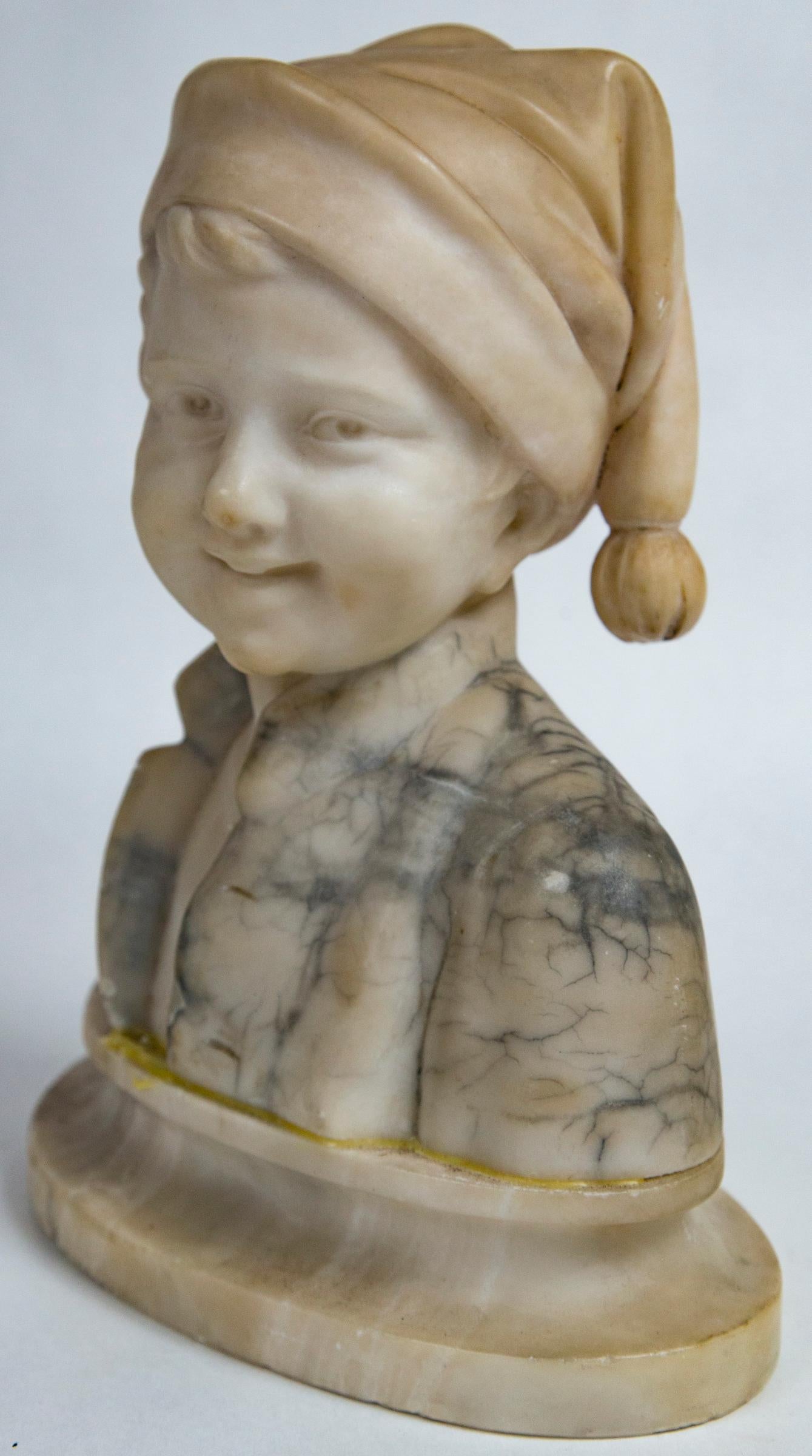 Marble Bust of a Boy with a Cap For Sale 3