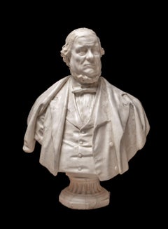 Busto de mármol de un caballero firmado por Donato Barcaglia, escuela italiana