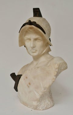 Marble Bust of a Warrior with Bronze Mounts, Late 19th Century