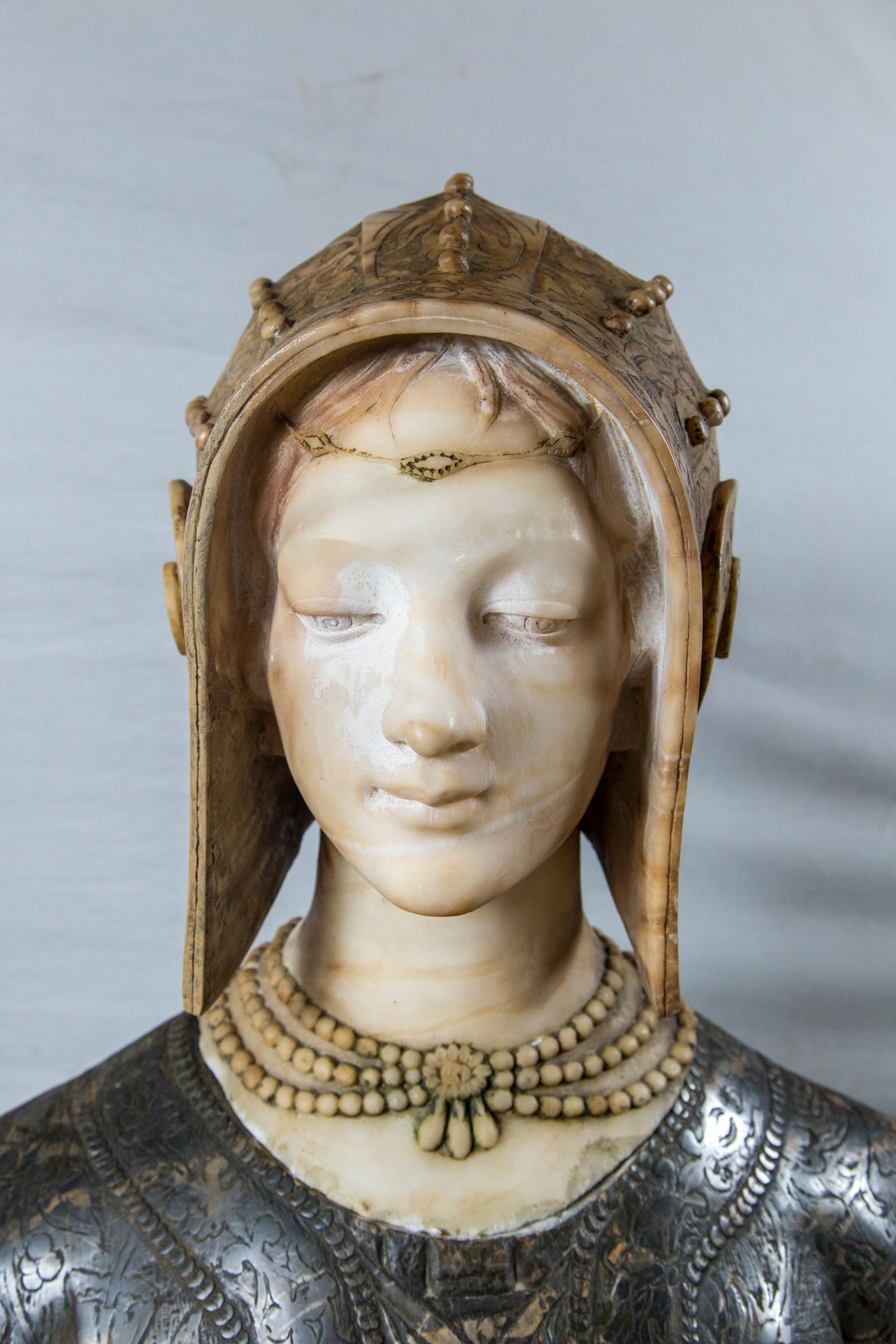 Renaissance Marble Bust of a Woman in Elizabeth Dress For Sale