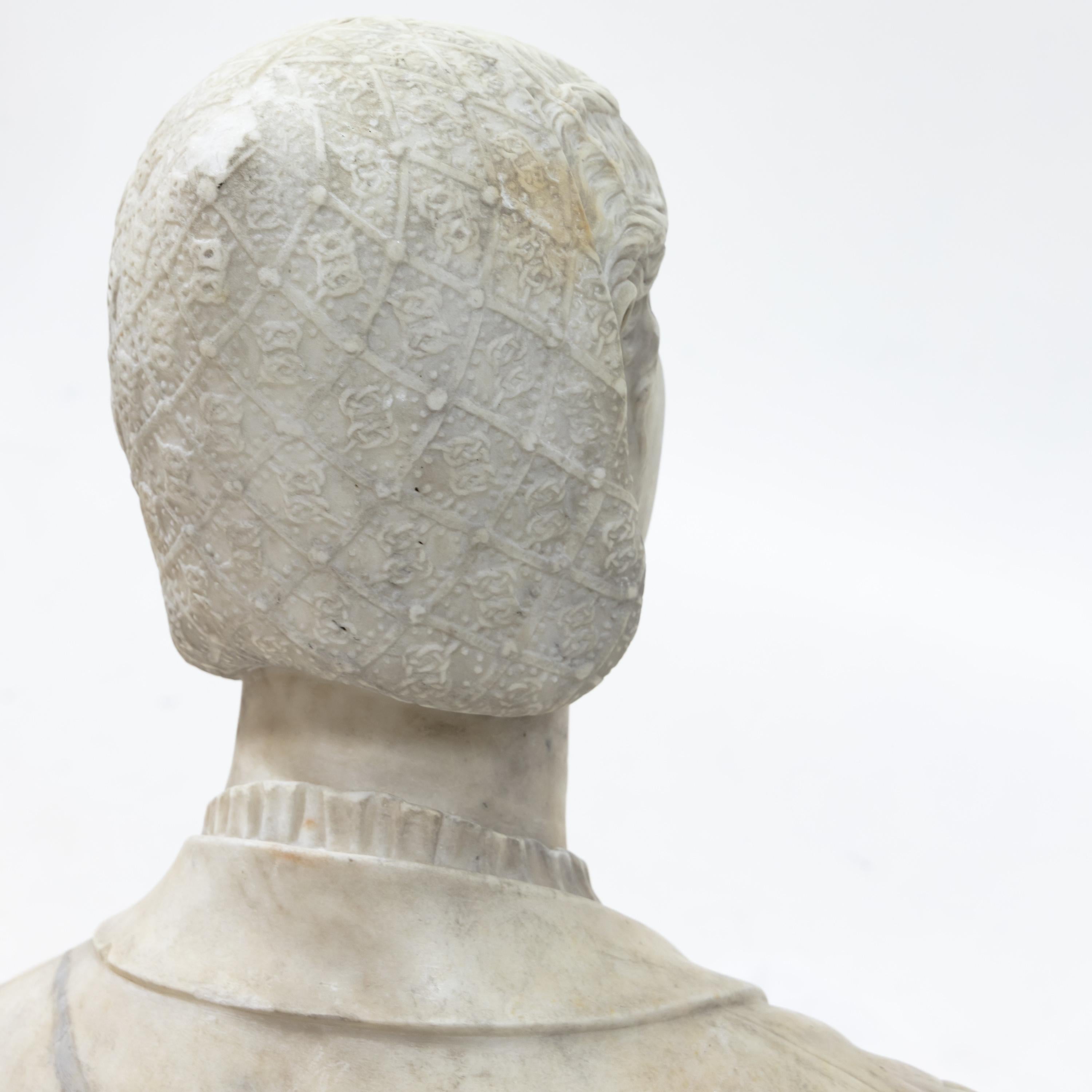 Marble Bust of a Woman in Renaissance Style, Late 19th Century 4