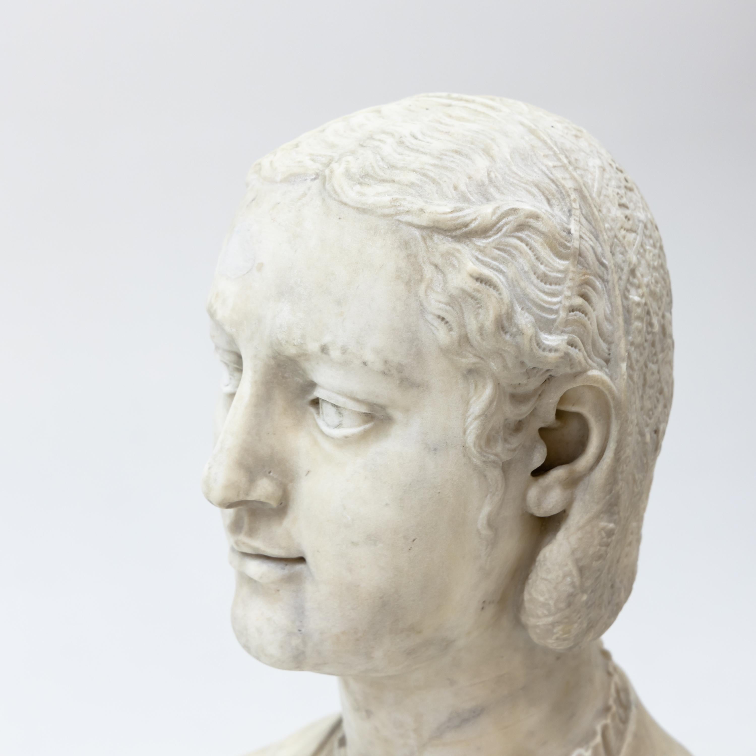 Marble Bust of a Woman in Renaissance Style, Late 19th Century 5