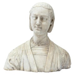 Marble Bust of a Woman in Renaissance Style, Late 19th Century