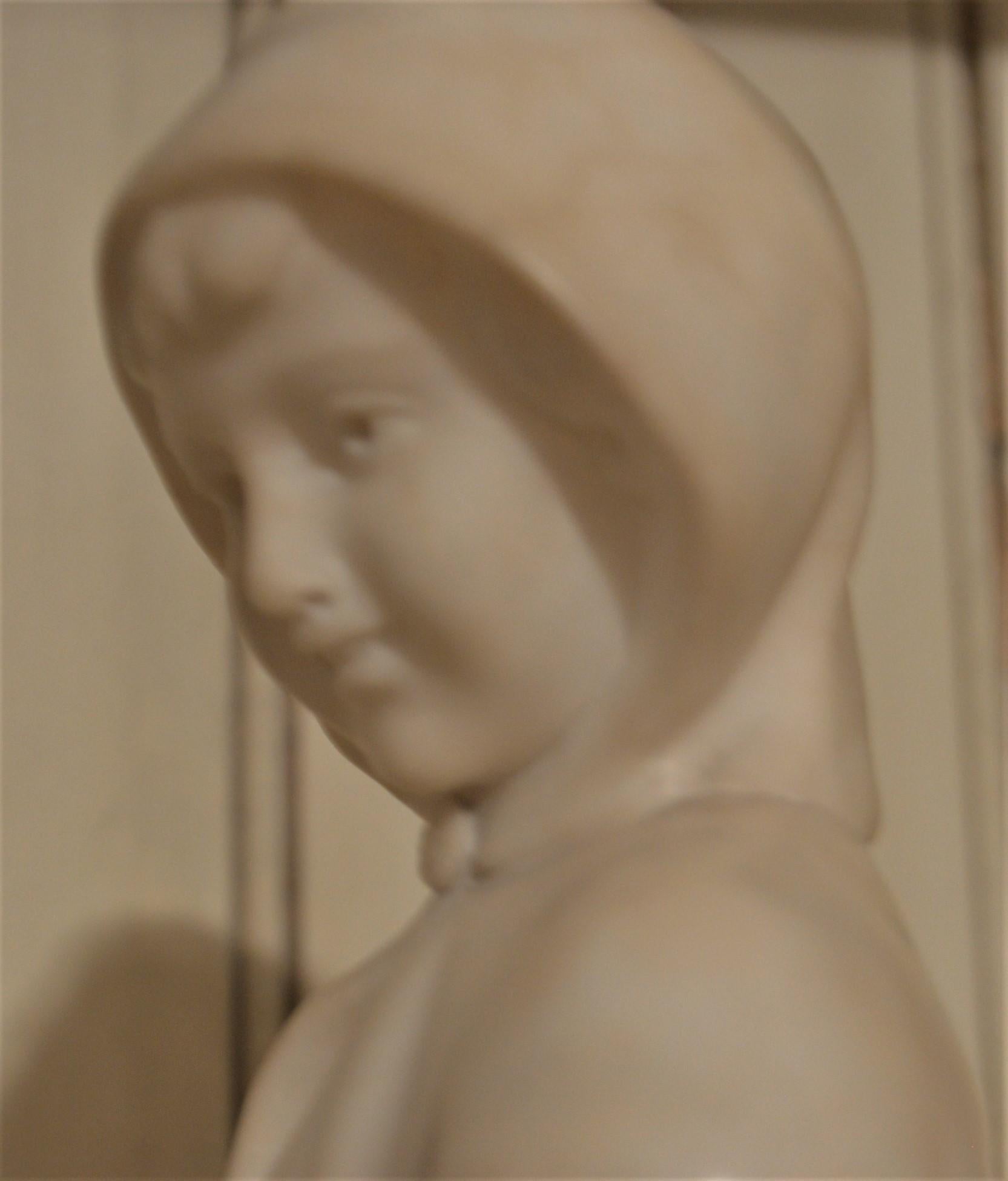 Carved Marble Bust of a Young Girl, Italian, 19th Century For Sale
