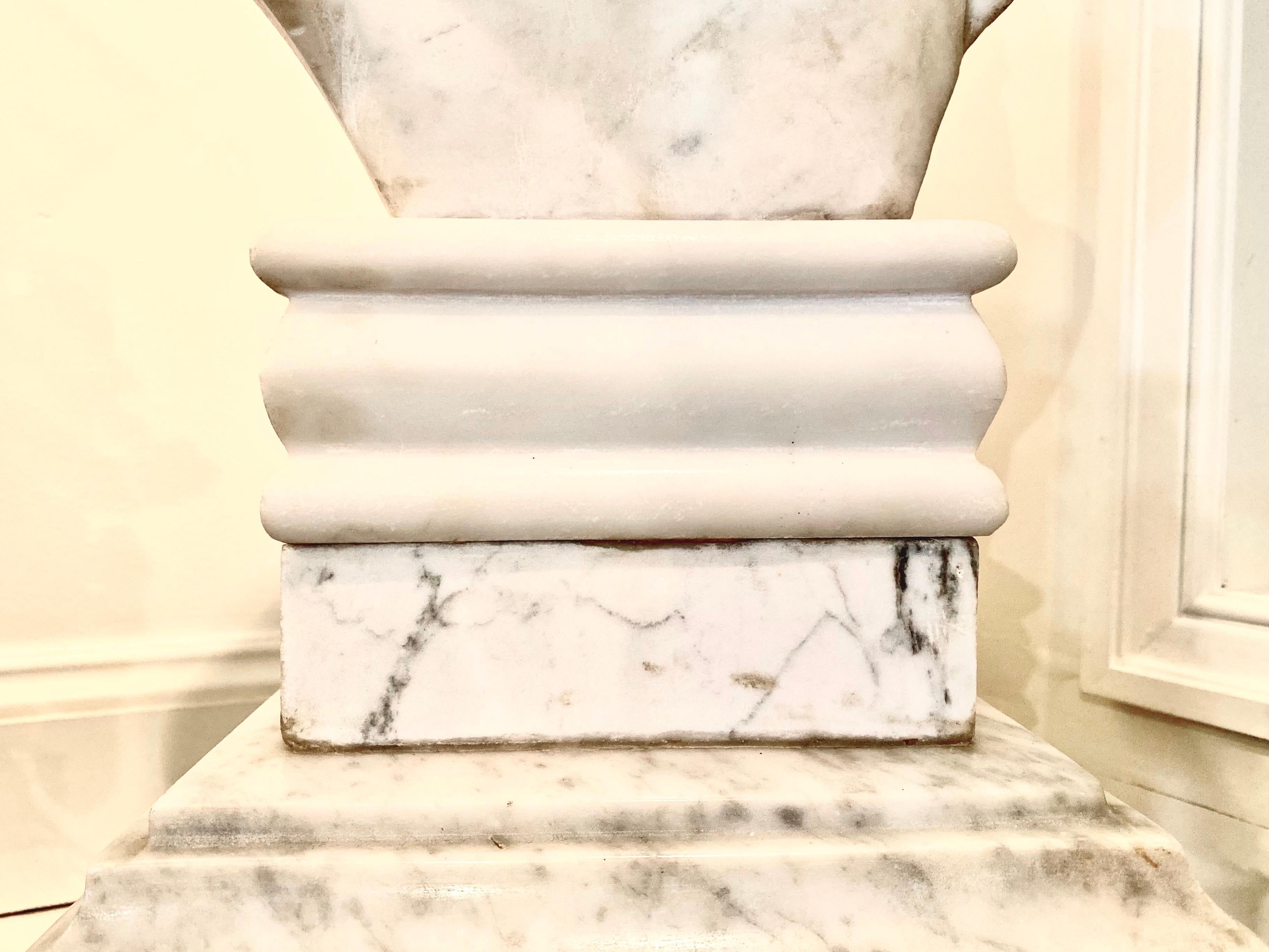 Marble Bust of a Young Man, Carrara Marble For Sale 5