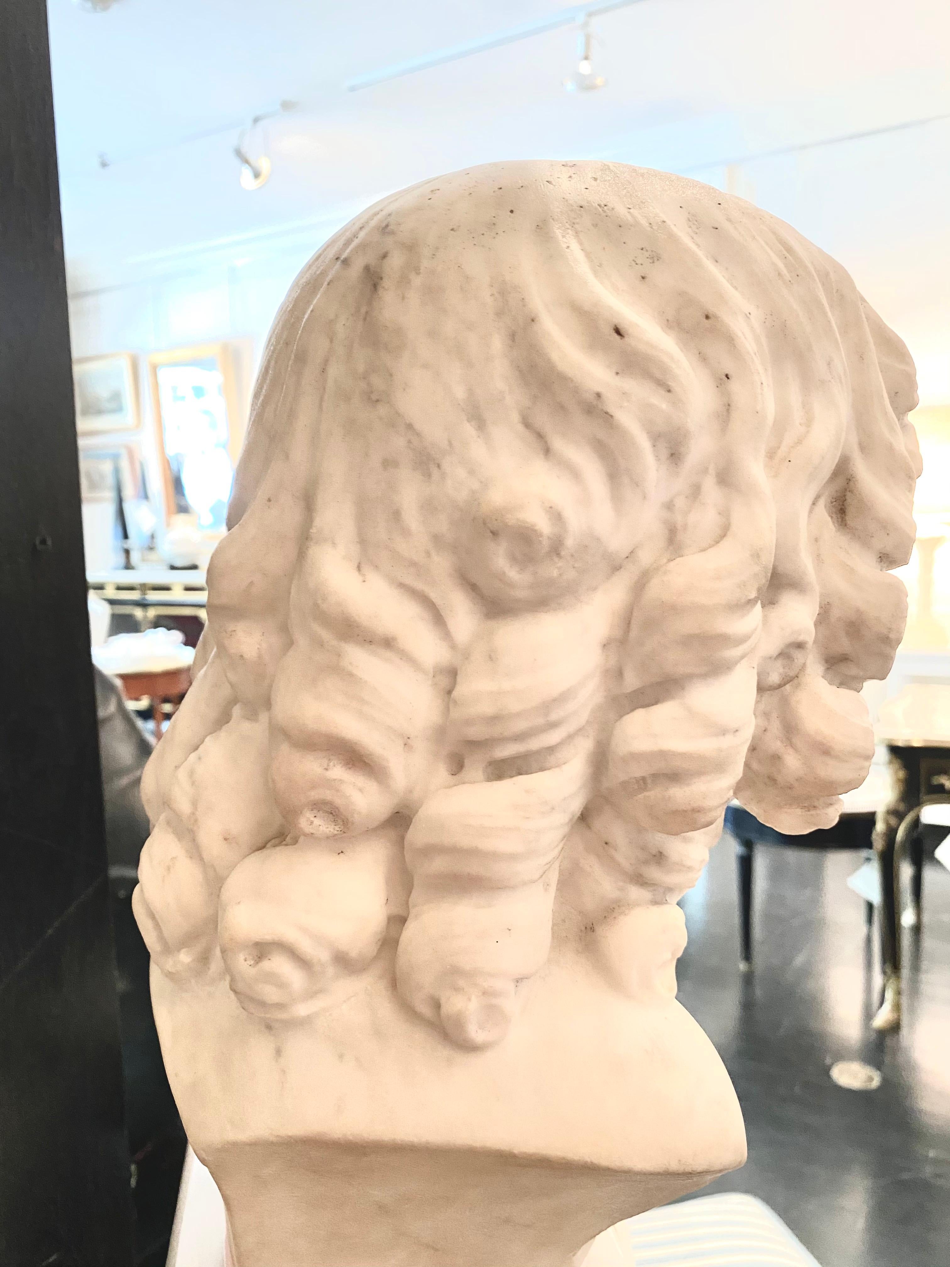 Marble Bust of a Young Man, Carrara Marble For Sale 11