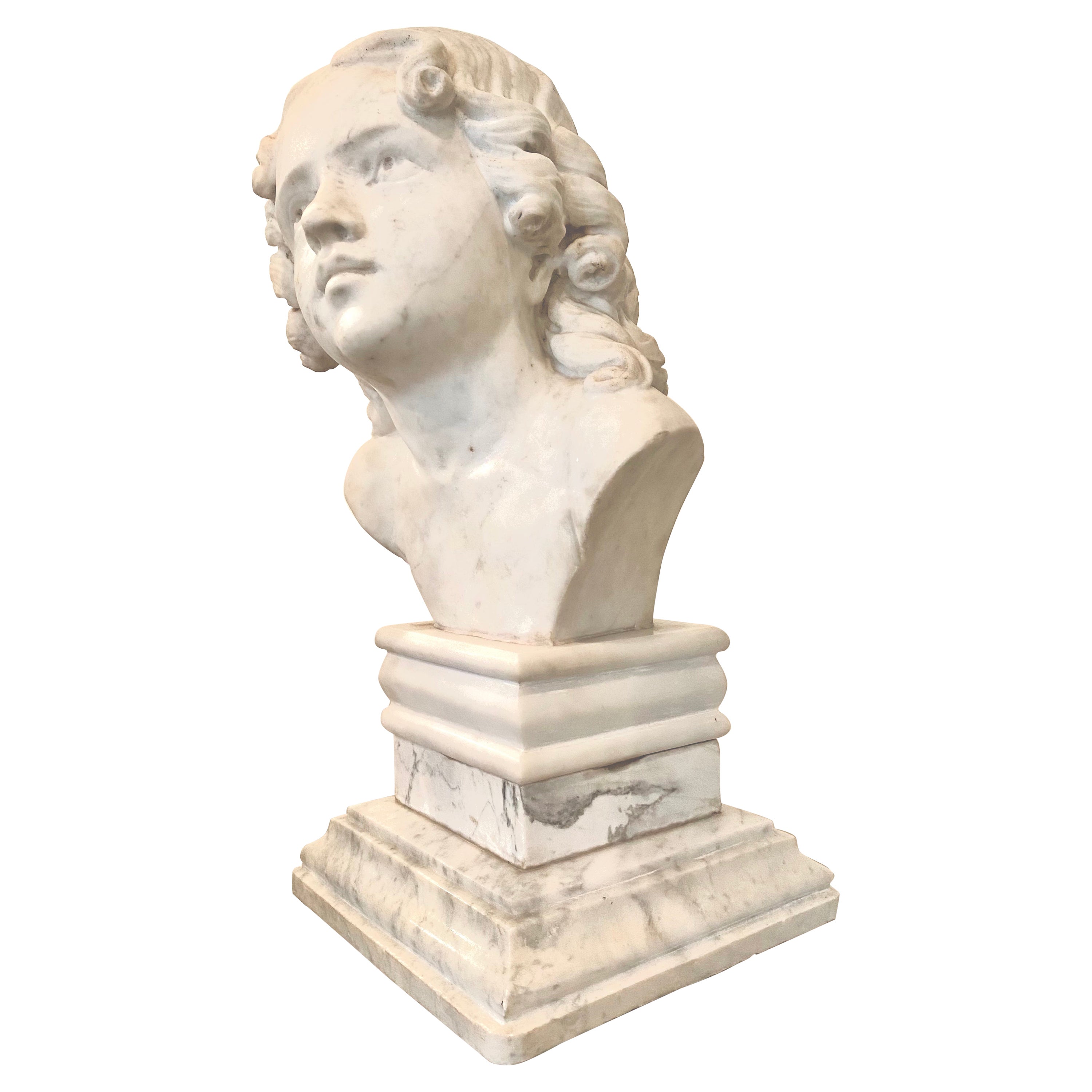 Busto de mármol de hombre joven, mármol de Carrara
