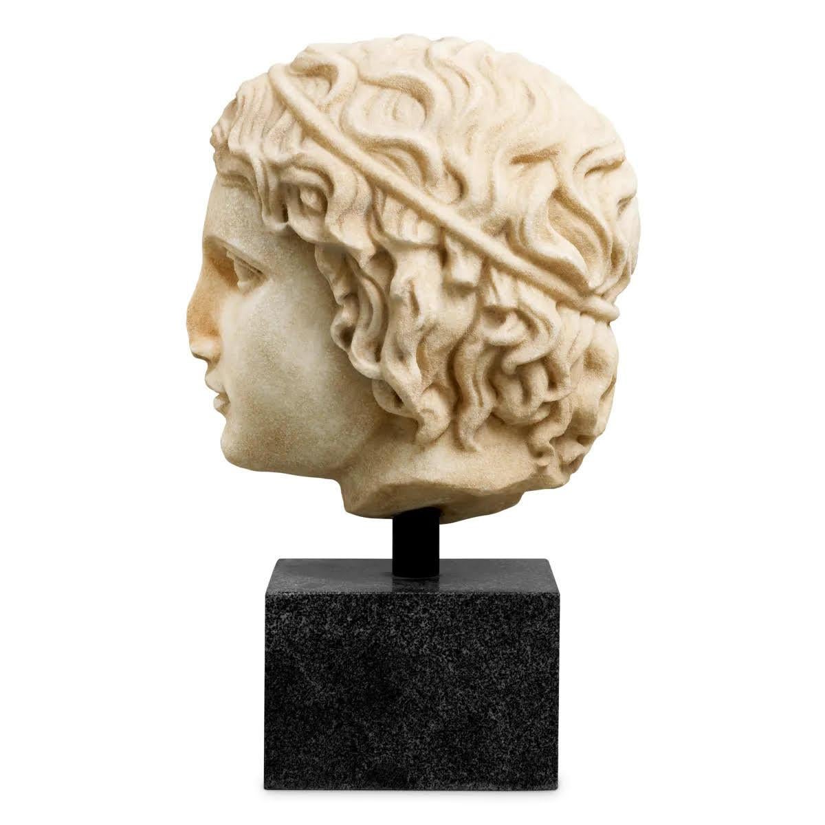 Modern Marble Bust of a Young Roman Man, Patinated Marble, Contemporary Work. For Sale