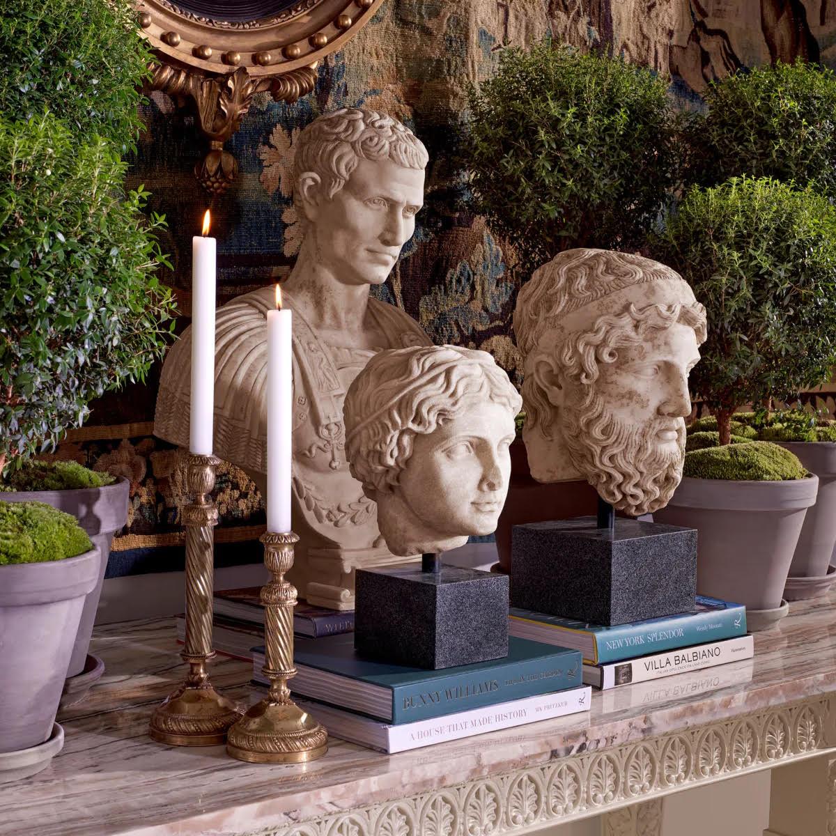 Marble Bust of a Young Roman Man, Patinated Marble, Contemporary Work. For Sale 3