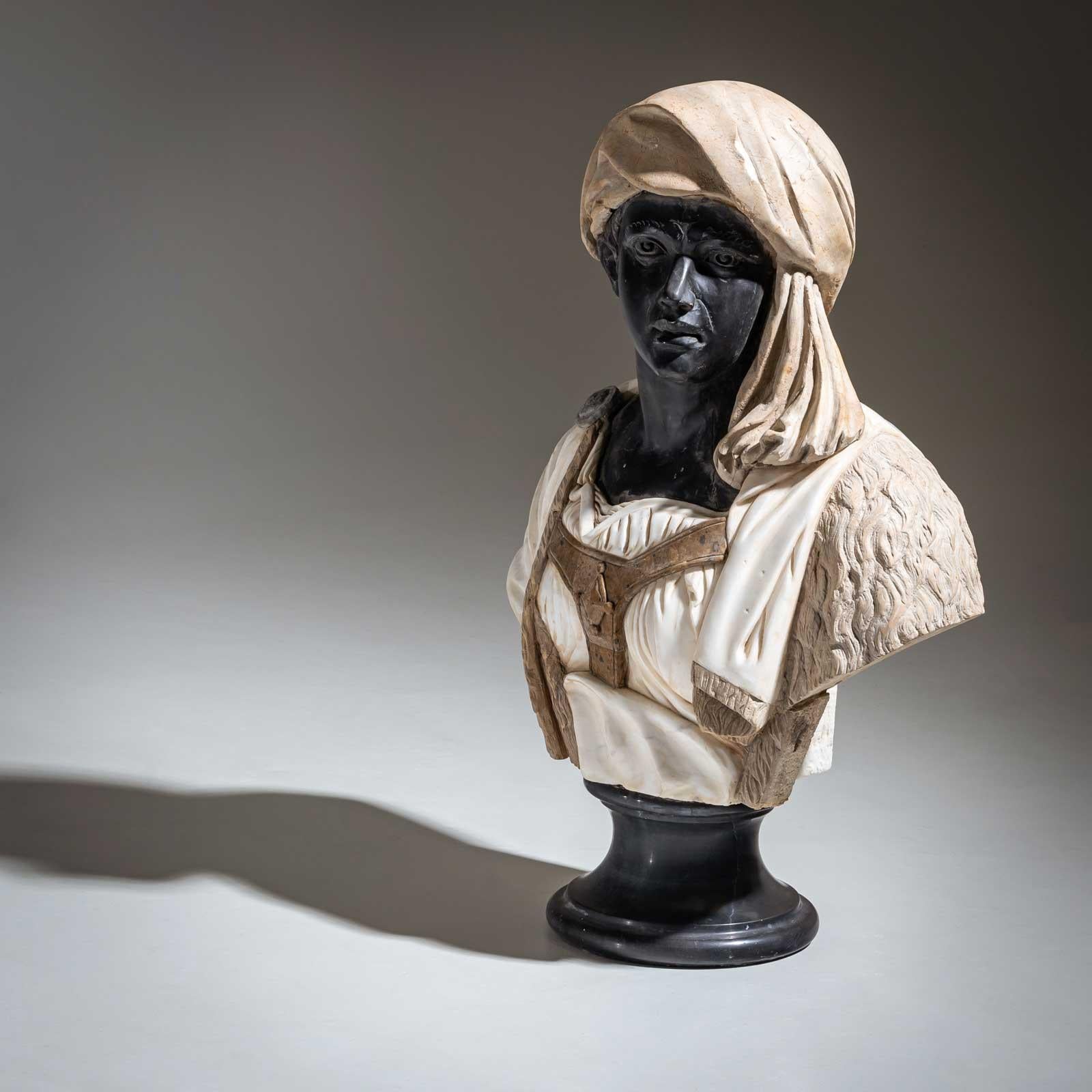 Marble Bust of an African Man, Italy 20th Century For Sale 8