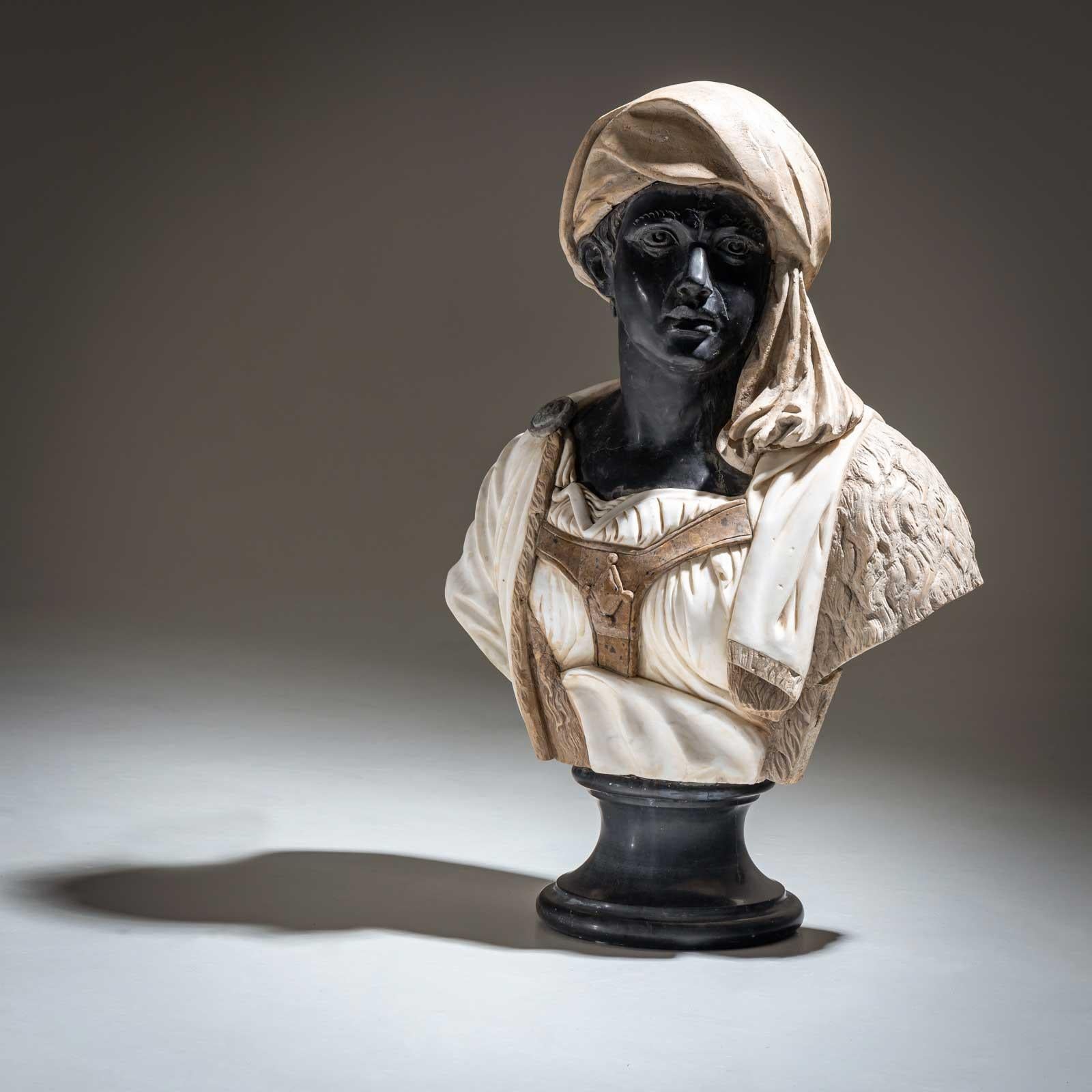 Marble Bust of an African Man, Italy 20th Century For Sale 12