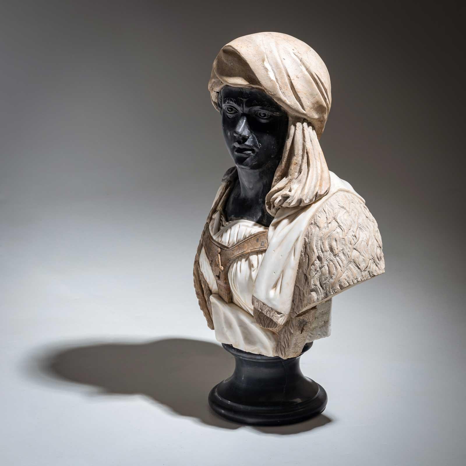 Marble Bust of an African Man, Italy 20th Century For Sale 13
