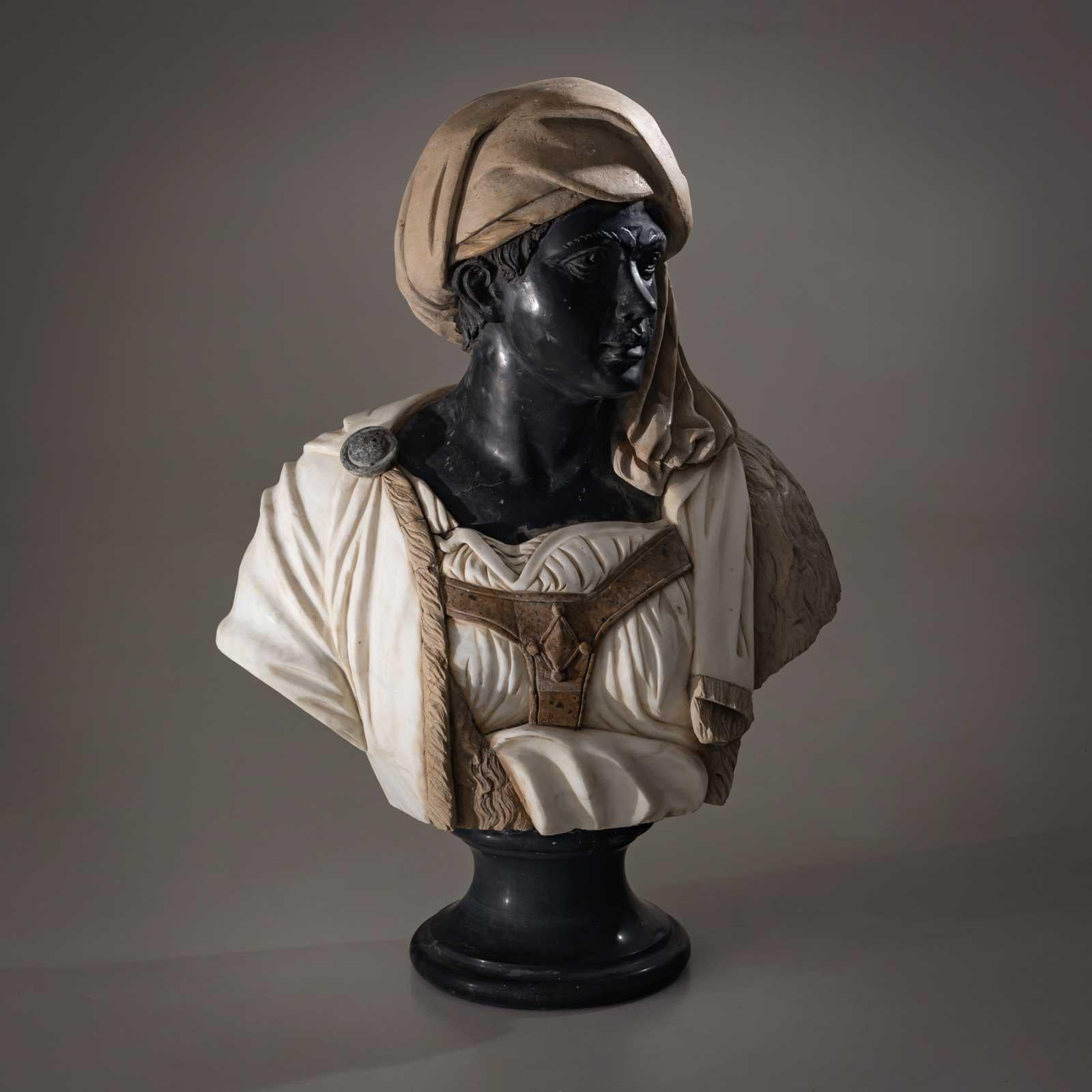 Italian Marble Bust of an African Man, Italy 20th Century For Sale