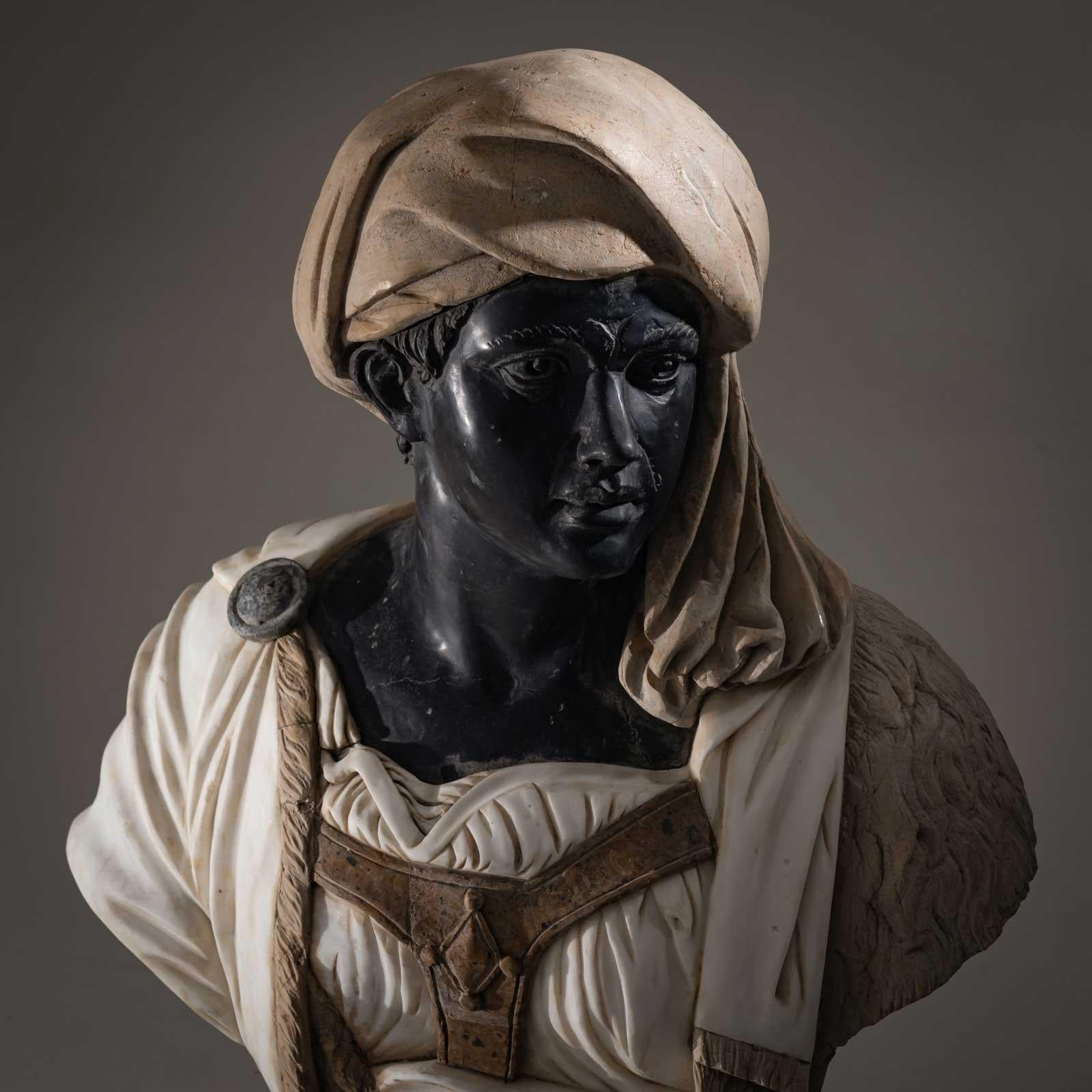 Marble Bust of an African Man, Italy 20th Century For Sale 3