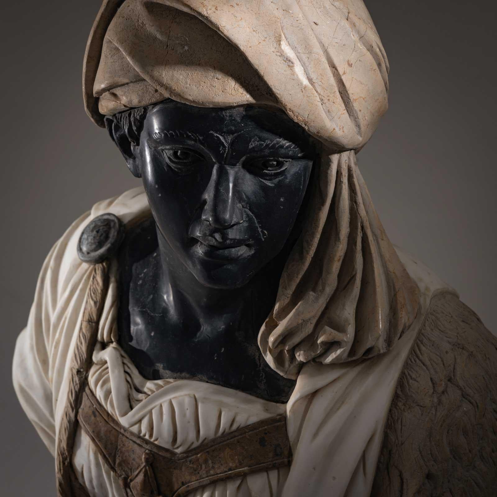 Marble Bust of an African Man, Italy 20th Century For Sale 4